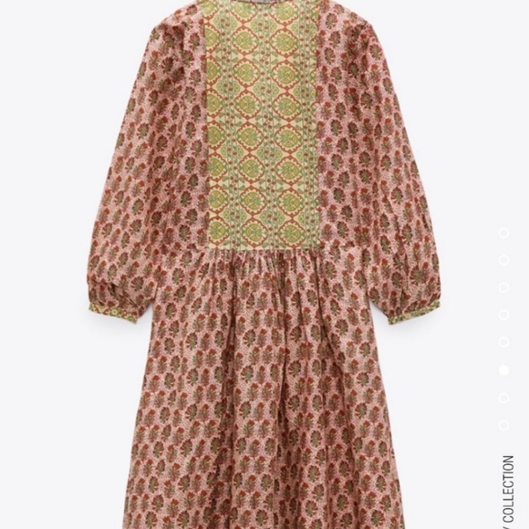 Brand New Zara Crochet Trim Printed Midi dress - Picture 9 of 13